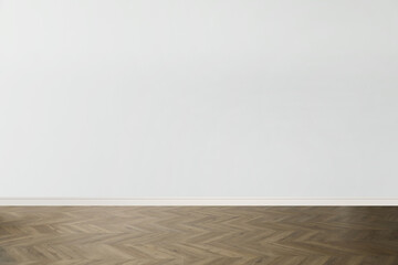 Wooden floor and empty white wall indoors