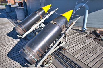 Naklejka premium Cannon Shells on the USS Wisconsin