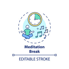 Meditation break concept icon. Workplace wellness idea thin line illustration. Creating beneficial break. Reducing stress, frustration. Vector isolated outline RGB color drawing. Editable stroke