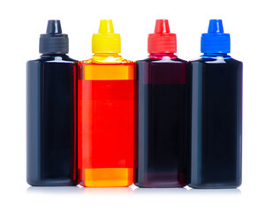 Printer refill ink on white background isolation