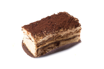 Chocolate cake with white cream isolated