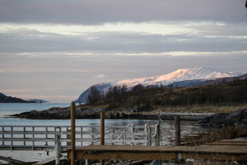 Sunset in norway fjord