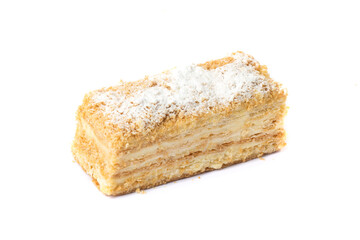 Cake Napoleon isolated on a white background