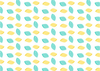  Leaves Pattern. Abstract green and yellow leaf seamless pattern.