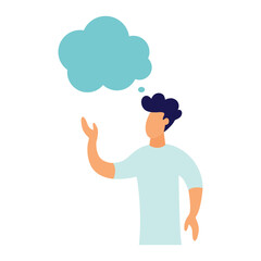 Flat style. Talking person. Man with thoughts on a white background. Illustration