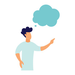 Flat style. Talking person. Man with thoughts on a white background. Illustration