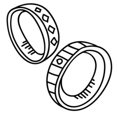 Set icons close-up ring with stone vector.