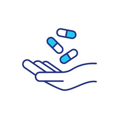 Access to essential medicines RGB color icon. Place where you can get proper medicaments for treatment. Facilities for getting pills for curing diseases. Isolated vector illustration