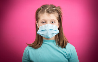 girl wearing medical face mask