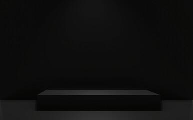 Dark black Podium minimal geometric abstract.3D rendering