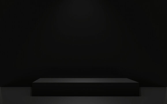 Dark black Podium minimal geometric abstract.3D rendering © Interior Design