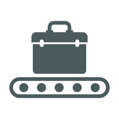 Baggage, luggage, transport conveyor icon. Gray vector design.