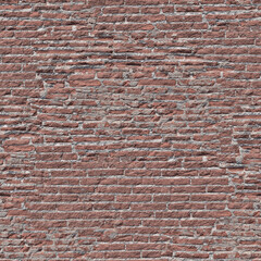 Old dirty interior with brick wall, vintage background of bricks damaged by time and weather. 3D-rendering