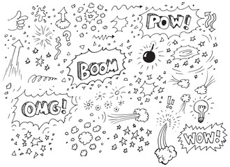 Hand drawn comic boom doodles