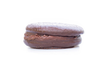 Chocolate dessert isolated on white background.