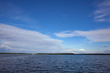 Horizontal natural landscape, view of Valdai lake, Russia.