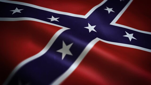 USA American Confederate Flag Textured Background Loop/ 4k animation of a US textured american confederate civil war flag background, with fabric and grunge texture and wind effect seamless looping