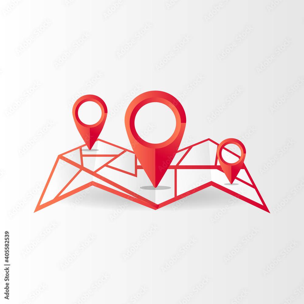 Poster 3d pin pointer with map design vector