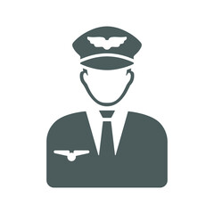Pilot, airman, conductor, captain icon. Gray version.