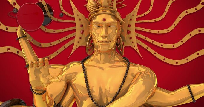 Indian hindu god Shiva Nataraja  - Lord of Dance Shiva Nataraja 4K 3D