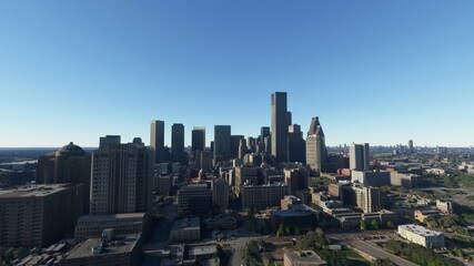 Houston city, Houston aerial view, Huston areal photography, photorealistic 3D render