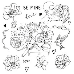 Be mine. Romantic valentines day collection. Vector illustration