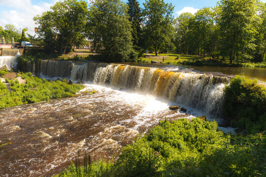 Keila waterfall in Estonia. Summer, long exposure ar daytime.