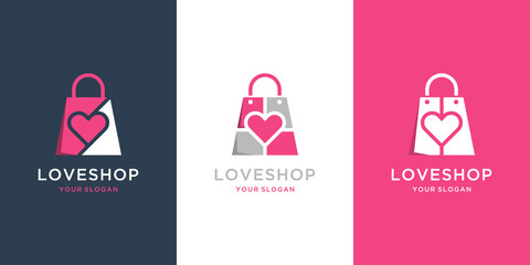Set of love shop logo design
