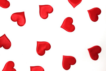 red hearts background on white. Valentines day