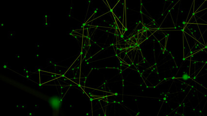 Background with connecting dots and lines. Big data visualization. 3d rendering.
