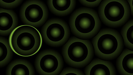 Seamless green spheres on black background illustration.