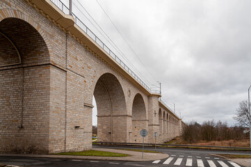 Rail viaduct over valley with river Bobr in Boleslawiec, Poland. Entirely built of stone in 1846. One of the longest masonry bridges of its type in Europe.   © Jakub Rutkiewicz