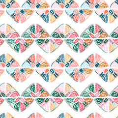 Abstract seamless vector pattern lined design of ornamental colorful butterflies in lines