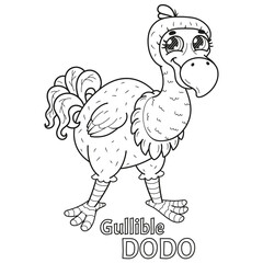 Children's simple coloring book with a dodo bird. © Natalia
