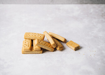 shortbread cookies on a grey background