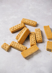 shortbread cookies on a grey background
