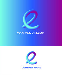Letter E, 3d Fluid Abstract Logo, Gradient Logo