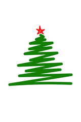 Scribbled Christmas tree. Doodle illustration.