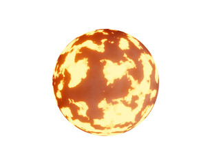 hot alien planet with volcanic activity, isolated on white, 3d render