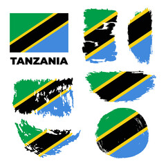 Tanzania national flag created in grunge style