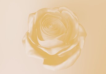 one elegant light yellow rose, 3d render