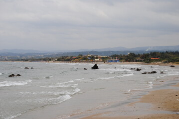 meer gewietter am griechische strand  strand