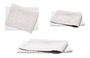 Kitchen towel, napkin isolated. Top view mockup