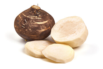 Black radish, isolated on white background