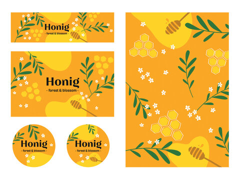 Honey design label elements and banners