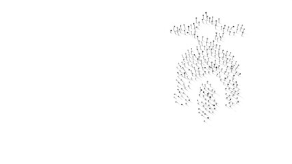 3d rendering of nails in shape of symbol of scooter front view with shadows isolated on white background