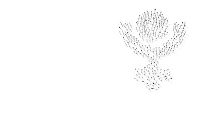 3d rendering of nails in shape of symbol of Pluto with shadows isolated on white background