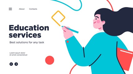 Online education modern flat design isometric concept. Landing page template. Vector illustration for web and graphic design.