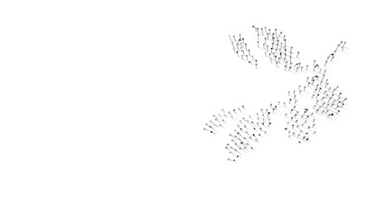 3d rendering of nails in shape of symbol of olive with shadows isolated on white background