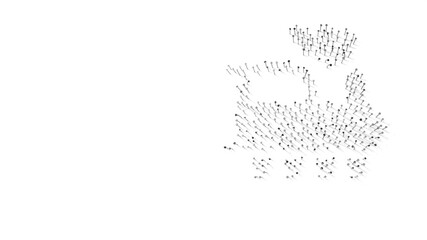 3d rendering of nails in shape of symbol of locomotive with shadows isolated on white background